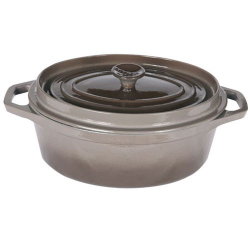 Cocotte ovale en fonte coloris taupe 31cm 5,6 l