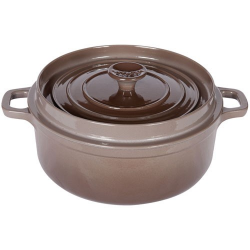 Cocotte ronde en fonte coloris taupe 20 cm-2,3 l